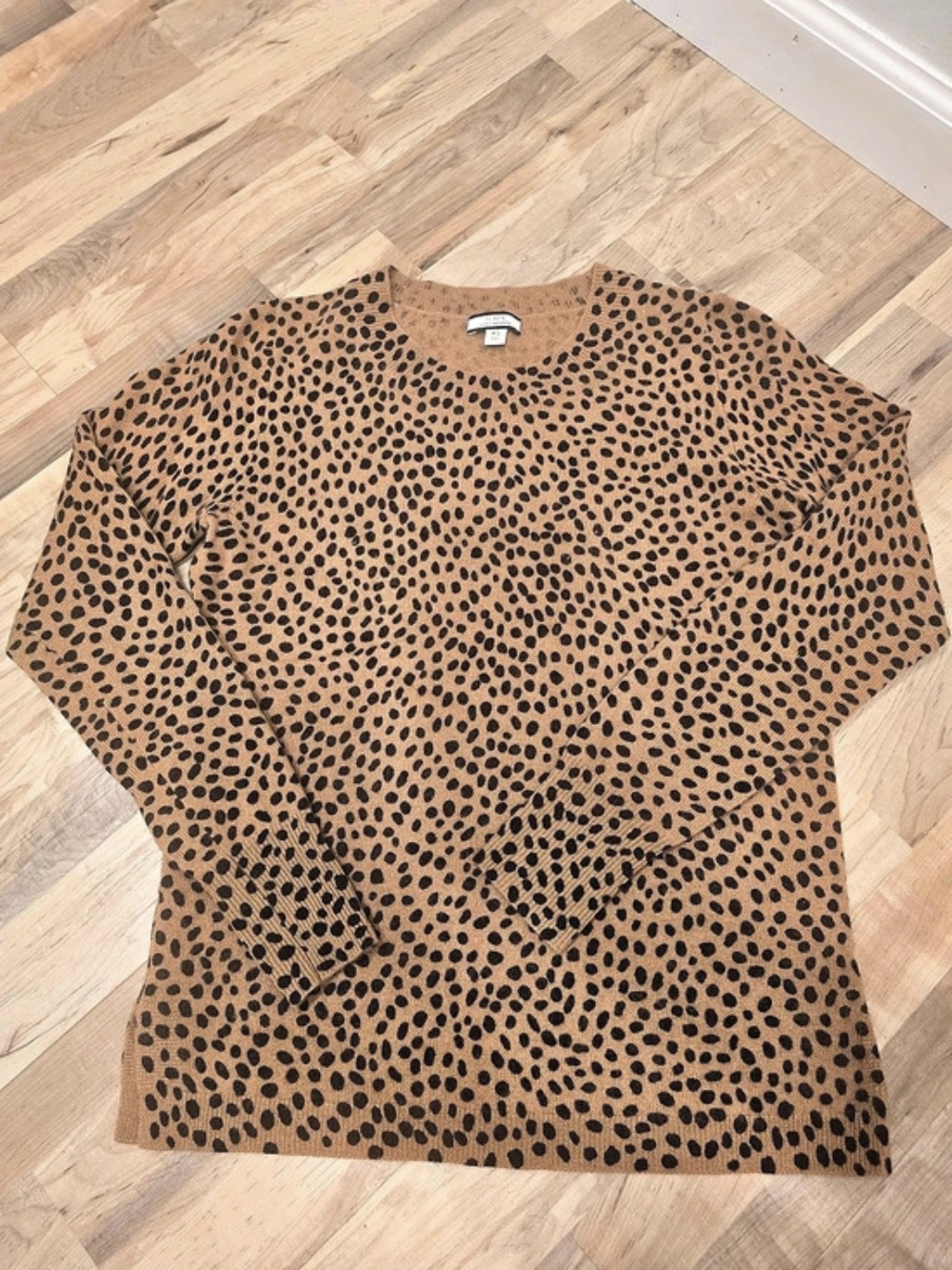 J.Crew Cashmere Crewneck Sweater Leopard Cheetah Print Sweater XS